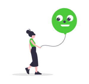 Das Bild zeigt eine glückliche Person